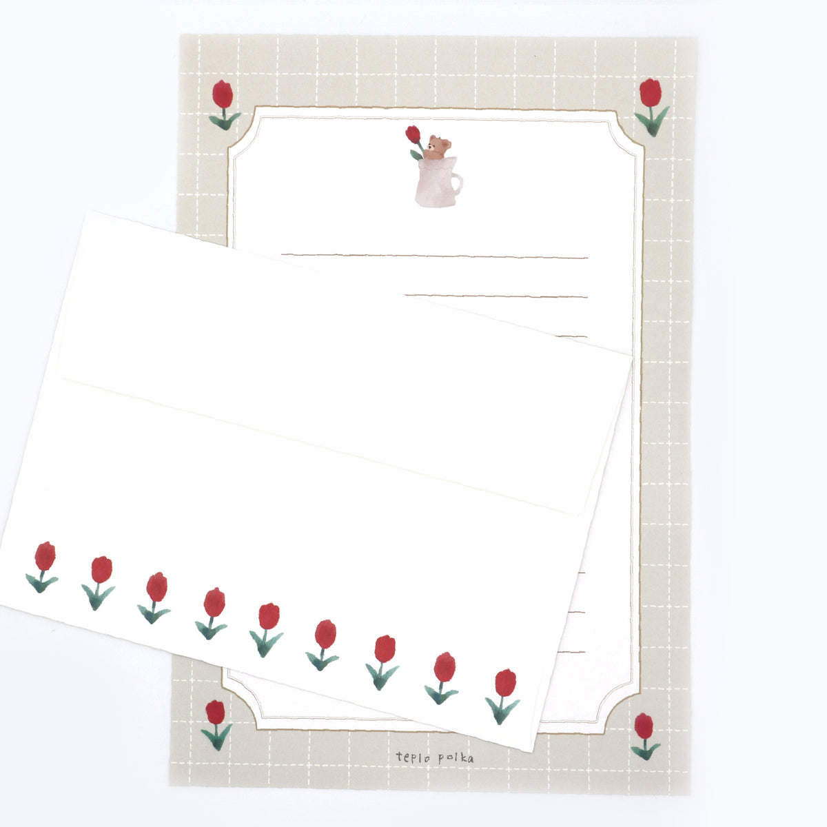 Bear & Tulip Vase Letter writing Set