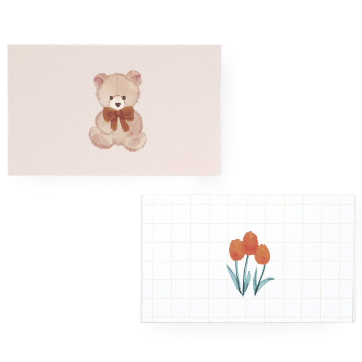 Bear and tulip Mini Note Card Set of 10