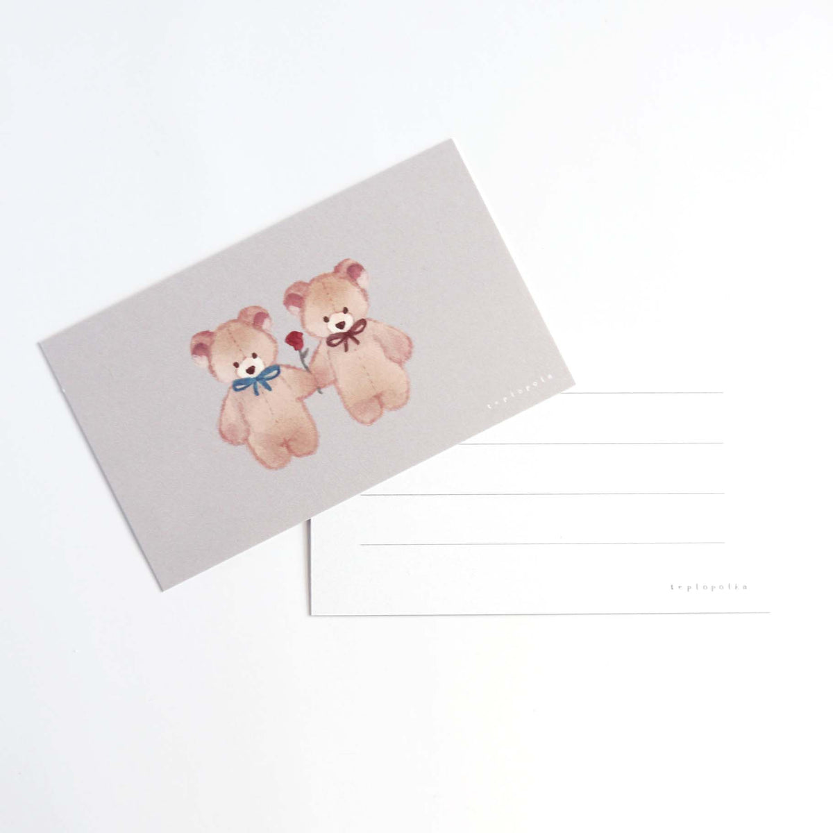 Cute Bears and Mini Roses Mini Note Card Set of 10