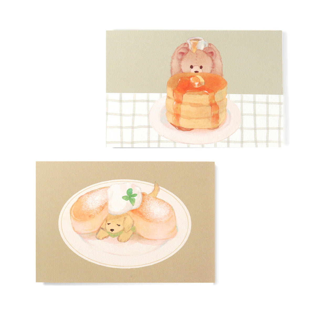 くまとこいぬとパンケーキのポストカード