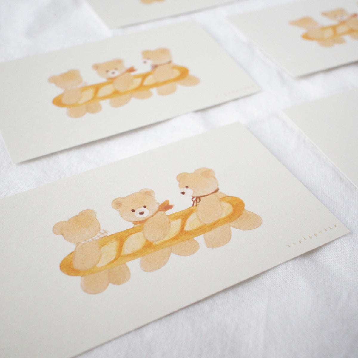 Bear French Bread Mini Note Card Set of 10