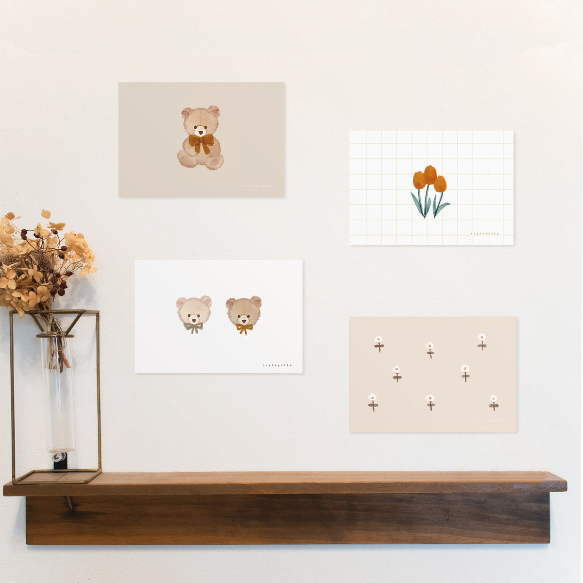 Bears & Flowers Postcard Set | 4 Designs