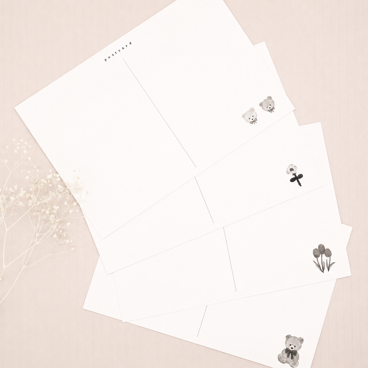 Bears & Flowers Postcard Set | 4 Designs