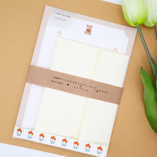 Bear & Orange Tulip Letter Writing Set | Stationery set